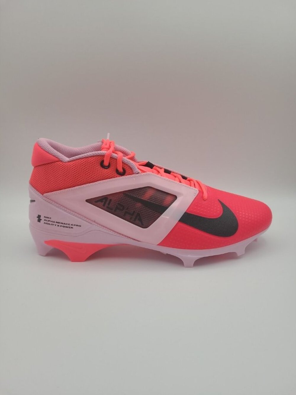 Nike Alpha Menace 4 Pro NRG Mens Size 10.5 Racer Pink Football Cleats HJ4568-600 - Picture 5 of 8